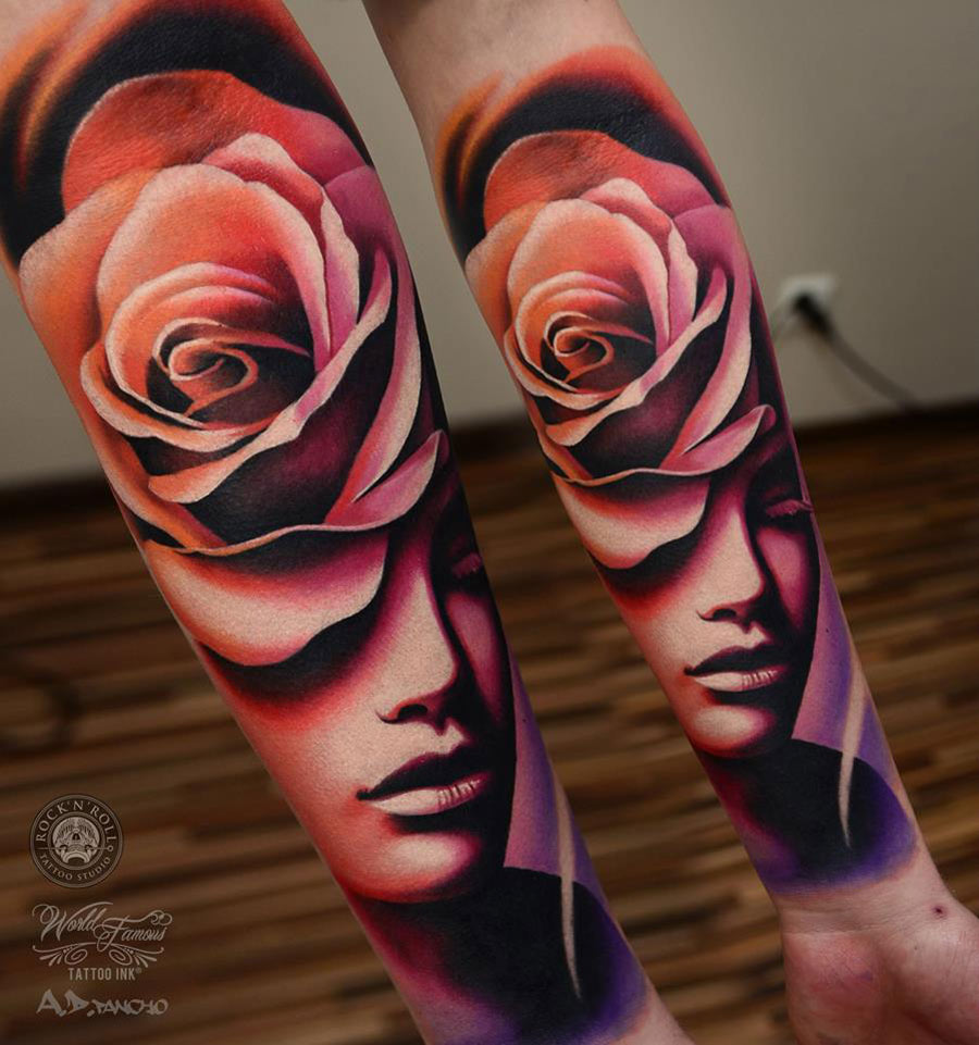 Rose-Face-Forearm-tattoo