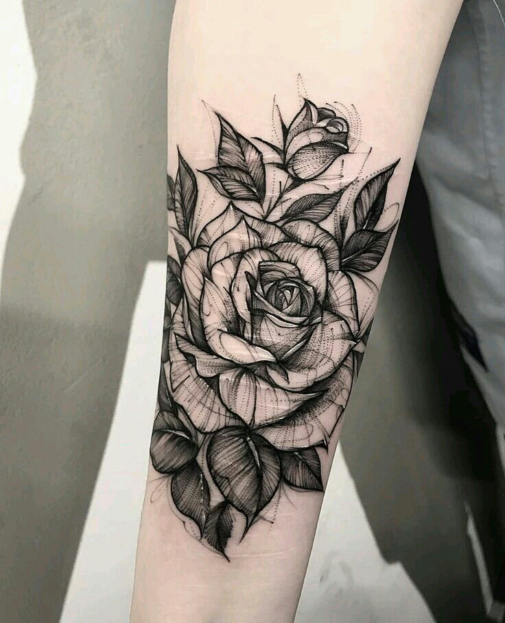 Rose sketchy tattoo
