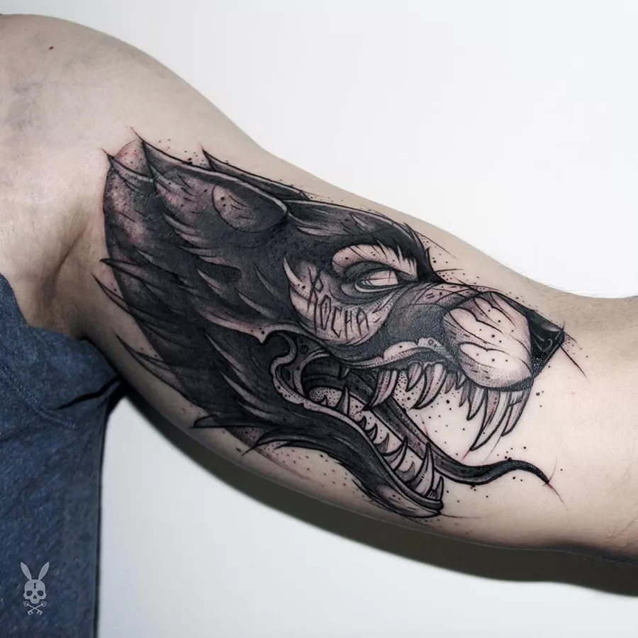 Scary Wolf Tattoo