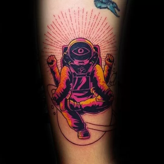 Astronaut colorful tattooo