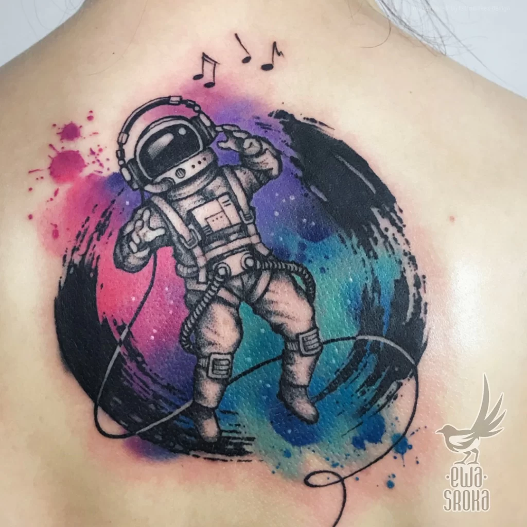 Watercolor Astronaut Tattoo
