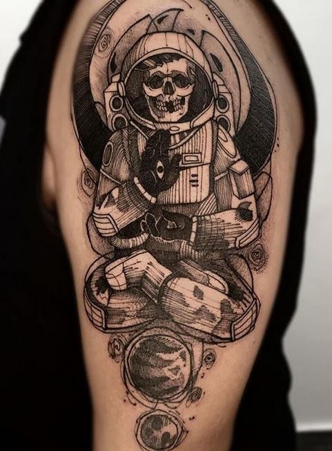 Astronaut Skull Tattoo