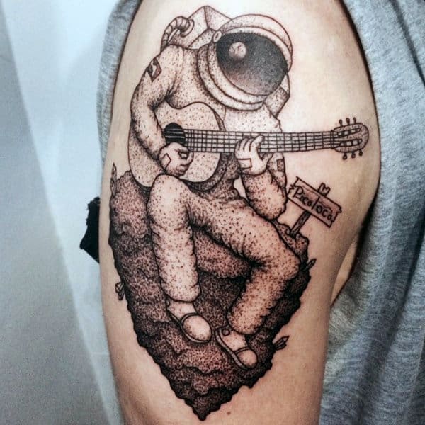 Astronaut playing guitar Tattoo