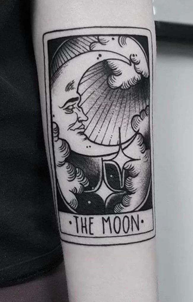 Moon tarot card tattoo
