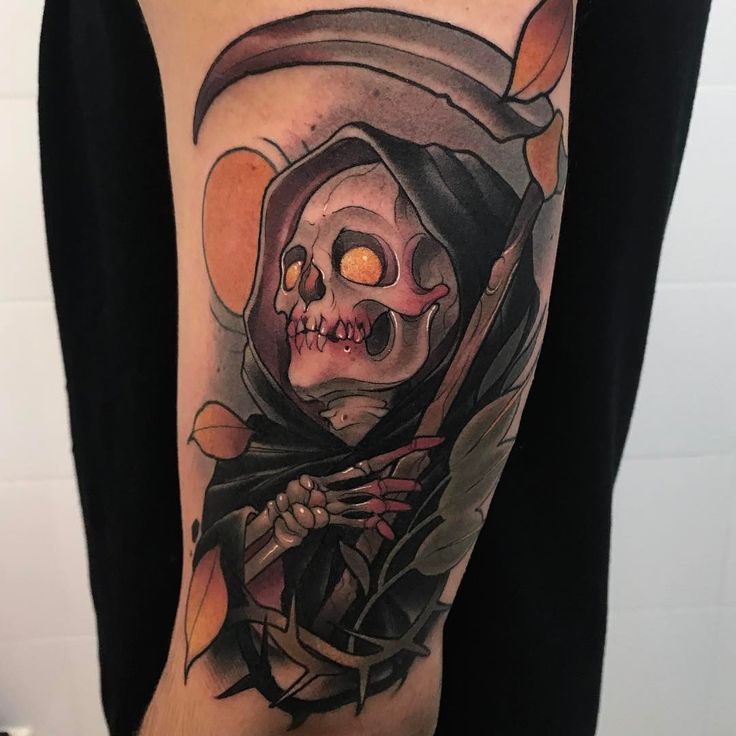 Neo Traditional Grim Reaper Tattoo - TATTOOGOTO
