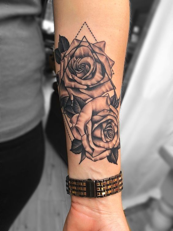 Forearm Black Rose Tattoo - TATTOOGOTO