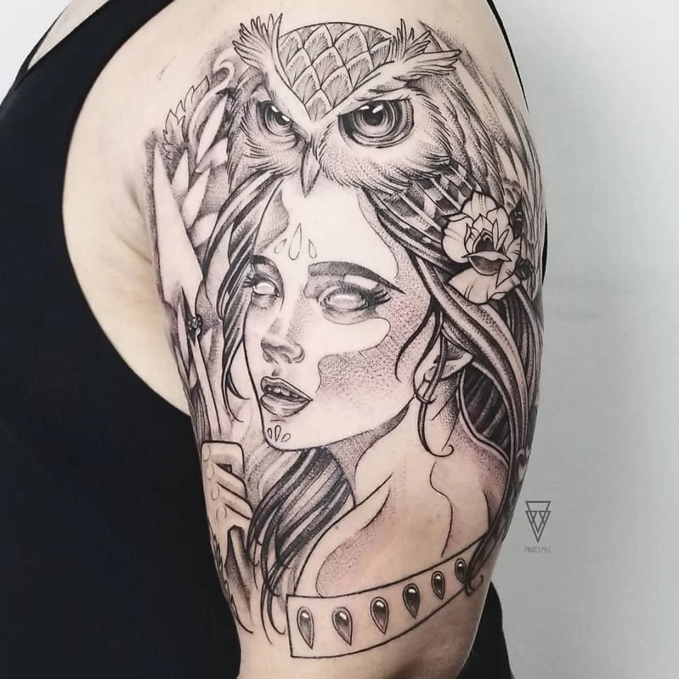Athena Goddess Arm Tattoo - TATTOOGOTO