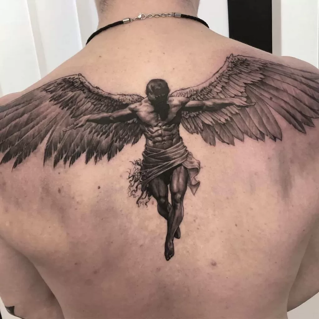 Greek Mythology Icarus Back Tattoo - TATTOOGOTO