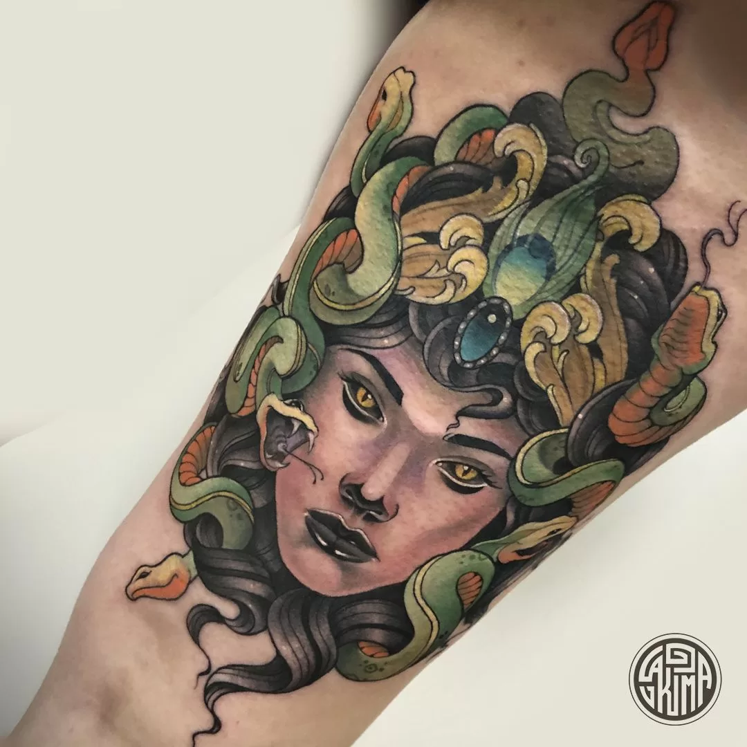 Medusa Colorful Tattoo – TATTOOGOTO