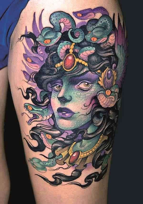 Medusa Colorful Tattoo Design 