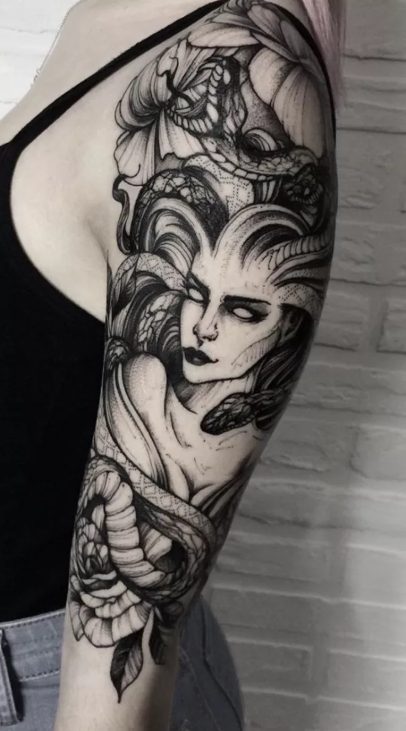 Medusa Flowery Tattoo