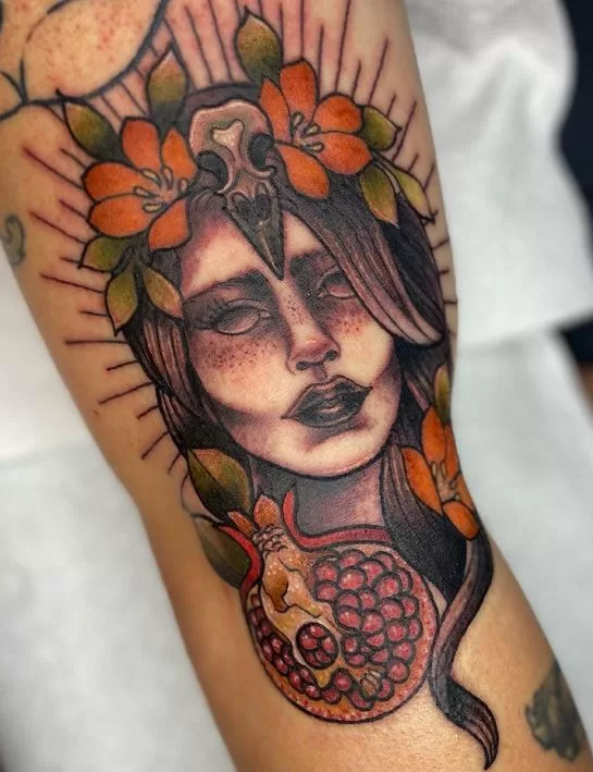 Persephone & Pomegranate Tattoo