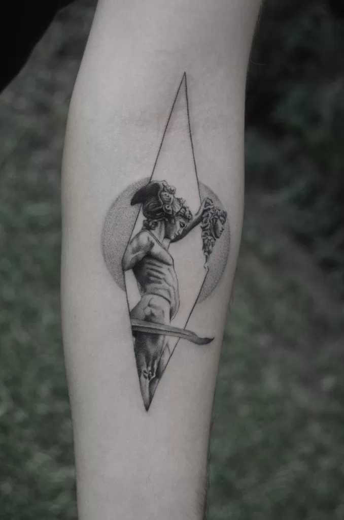 Perseus Fine-Line Tattoo