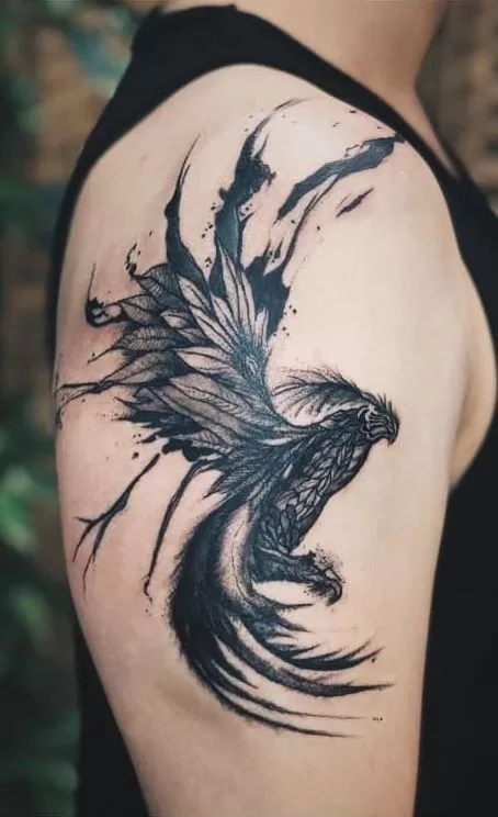 Blackwork Phoenix Tattoo - TATTOOGOTO