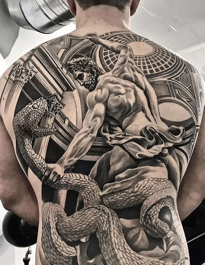 Prometheus Full Back Tattoo