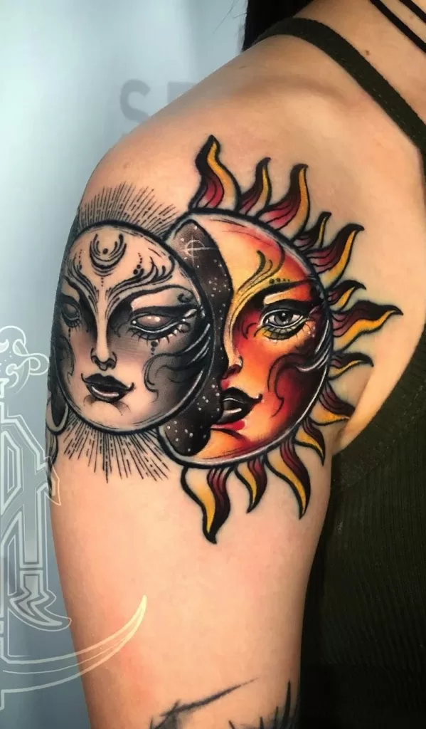 Neo Traditional Sun Tattoo