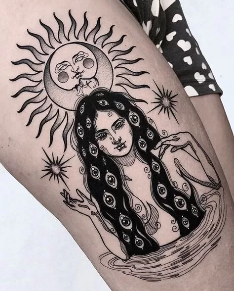 Moon Witch Tattoo