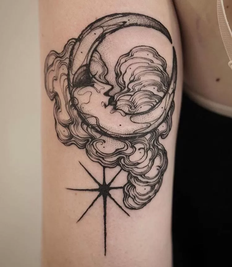 Half Moon Sketch Tattoo