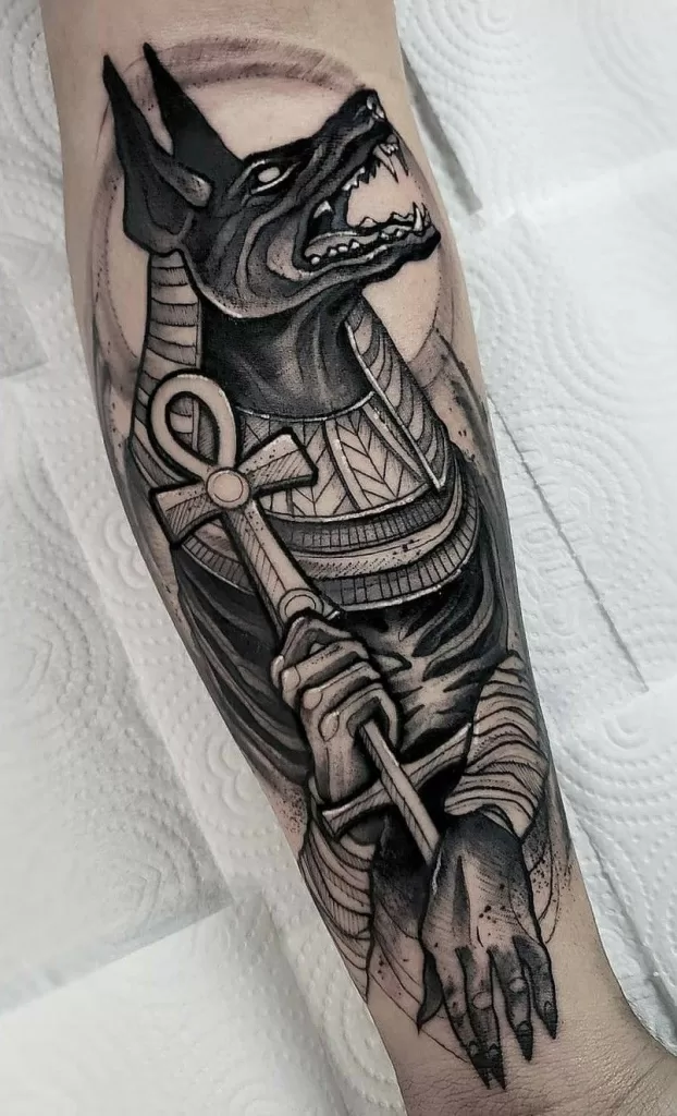 Anubis Blackwork Tattoo