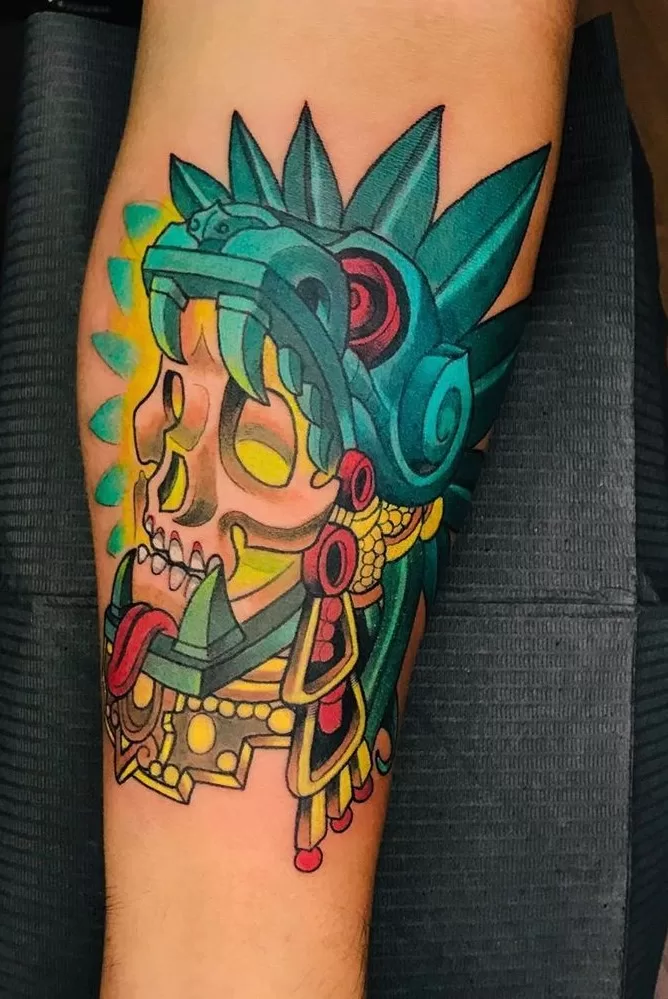 Neo Traditional Quetzalcoatl Tattoo