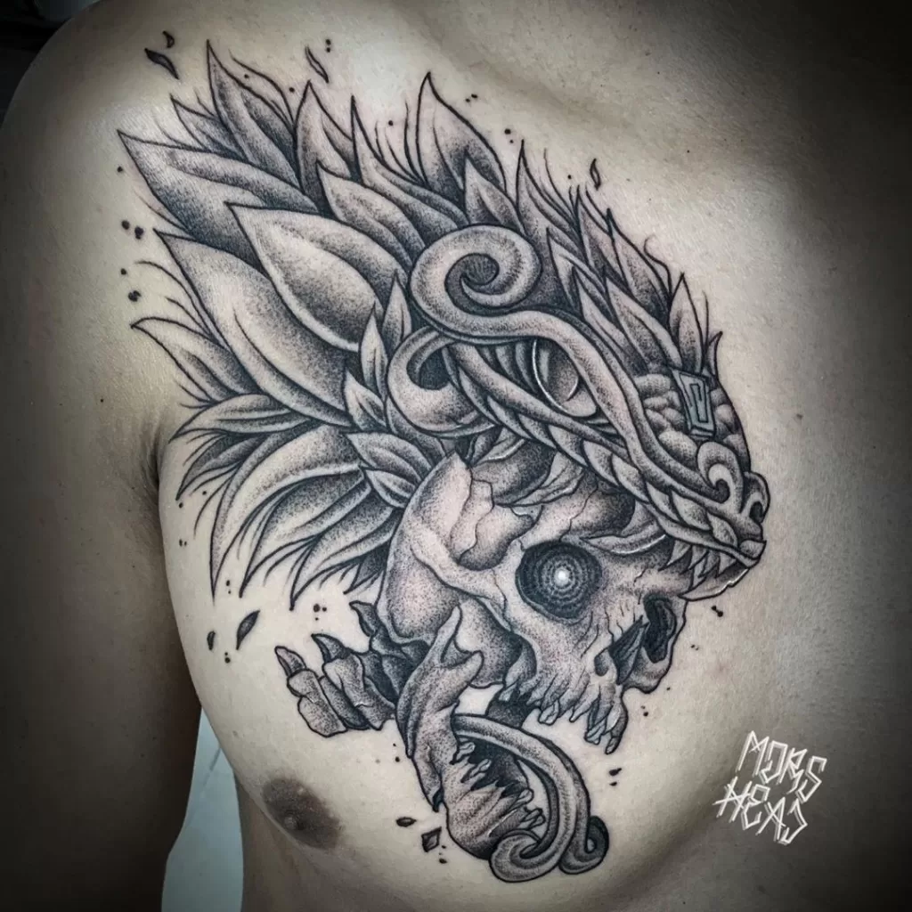 Quetzalcoatl Skull Tattoo