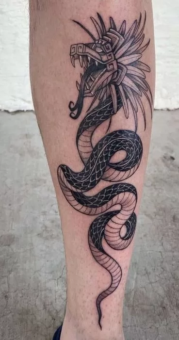 Aztec Snake Leg Tattoo