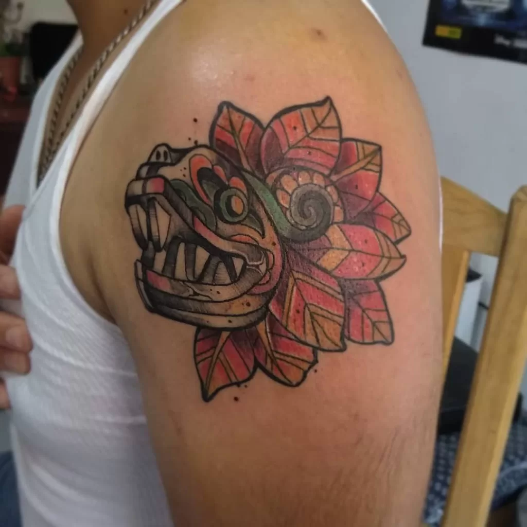 Quetzalcoatl Shoulder Tattoo