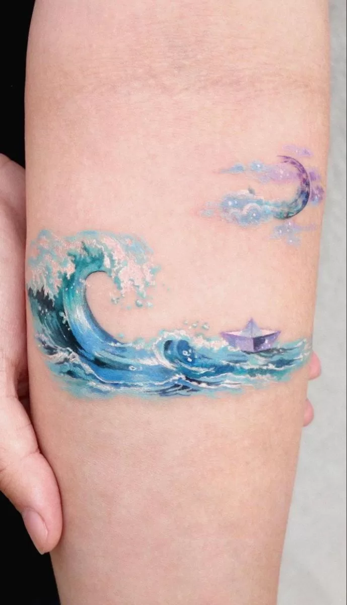 Tattoo uploaded by Claire  By RodrigoTas armband watercolor abstract  waves ocean watercolortattoo abstracttattoo  Tattoodo